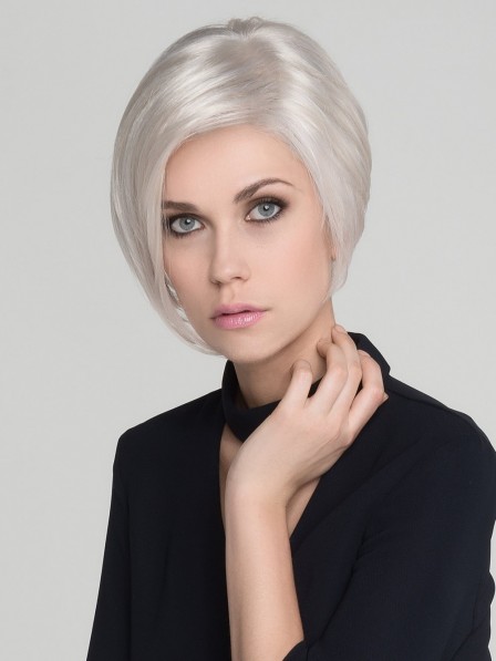 Straight Gray Synthetic Lace Front Mono Top Wig