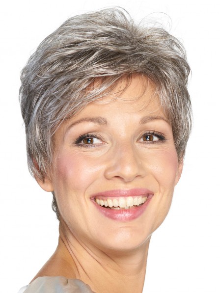 Ladies Pixie Cut Grey Wig Lace Front Mono Top New Arrival