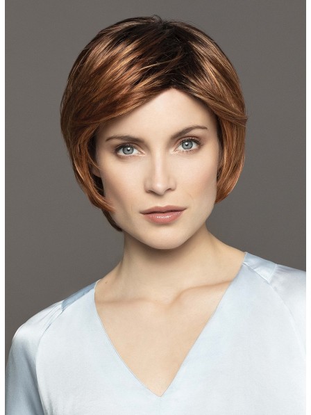 Elegant Lace Front Short Straight Human Hair Wig With Bangs