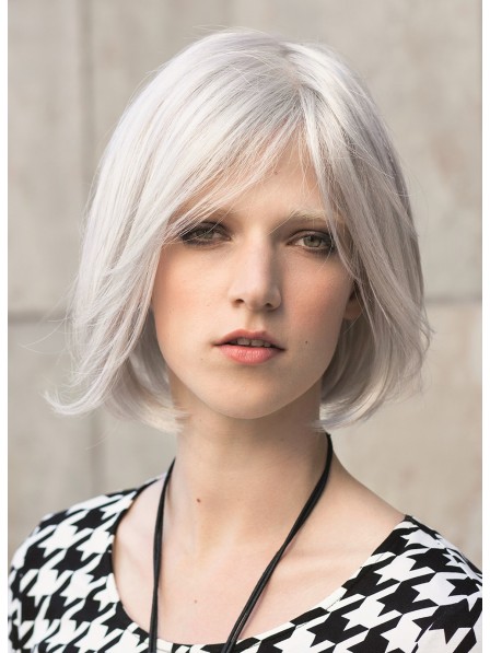 Chin Length Fashionable Medium Bob Cut Lace Front Wig