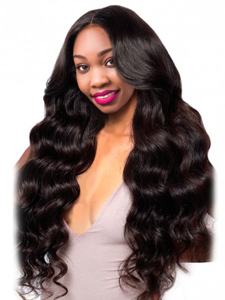 Brazilian Body Wave Human Hair Wigs With Baby Hair Natural Black