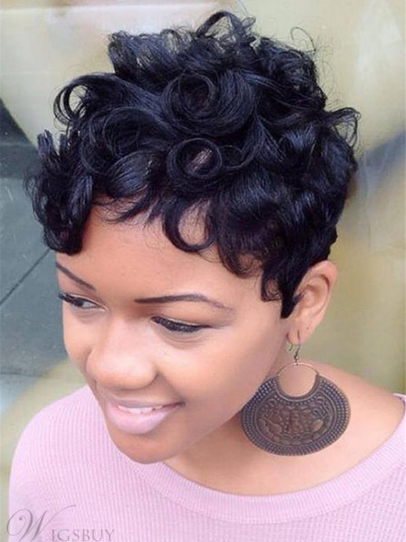 Cheap Short Curly Synthetic African American Wigs
