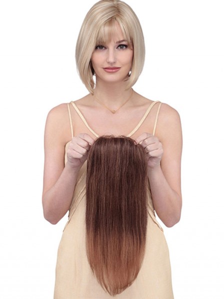 Dark Brown Human Hair Mono Top Pieces for Thinning Hair