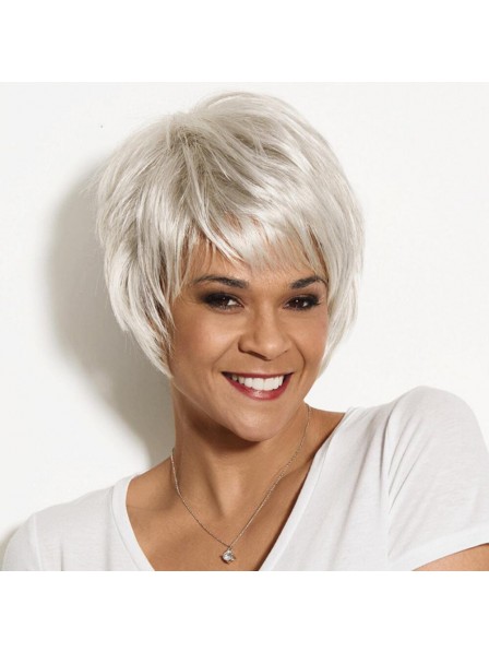 Trendy Short Grey Wig With Feathery Piecey Razor-Cut Layers