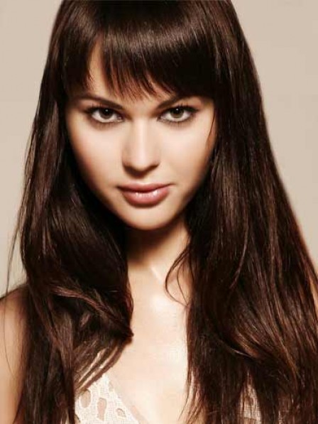 Easy Wear 6"-12.6" Straight Auburn 100% Human Hair Capless Bangs