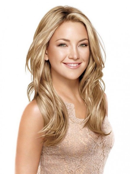 Elegant Long Blonde Wavy Synthetic Lace Front  Wigs