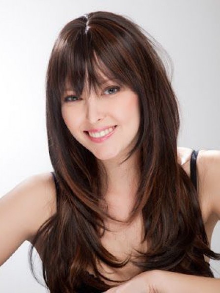 Elegant Long Wavy 100% Human Hair Wigs Top Quality