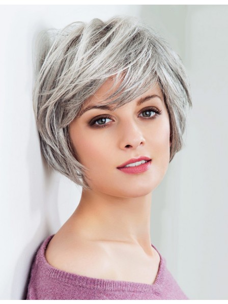 Fashion Chin Length Ladies Grey Hair Wig