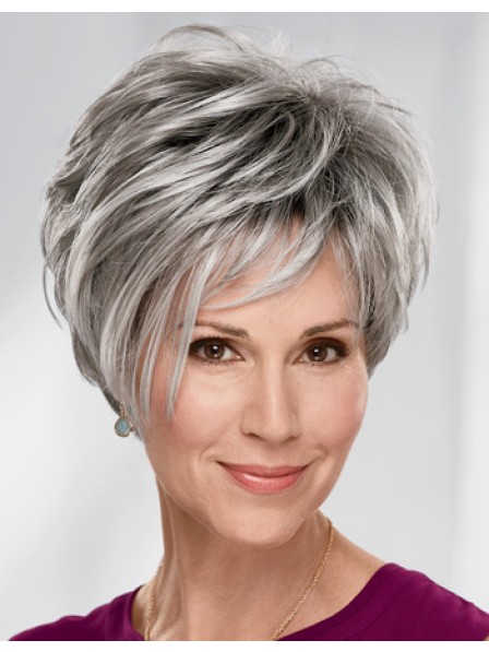 Fashion Older Ladies Short Grey Hair Wigs Online Sell