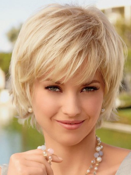 Fashion Short Blonde Wig with Bangs Synthetic Hair
