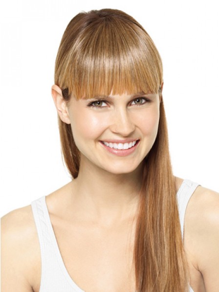 Natural Look 6" Straight Blonde 100% Human Hair Capless Bangs