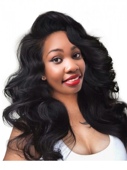 Lace Front Human Hair Wigs For Black Women Natural Black Color