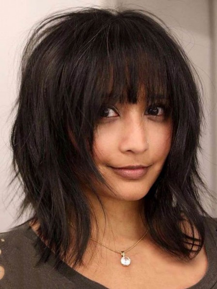 Nice Layered Bob Messy Straight Medium Synthetic Hair Wigs