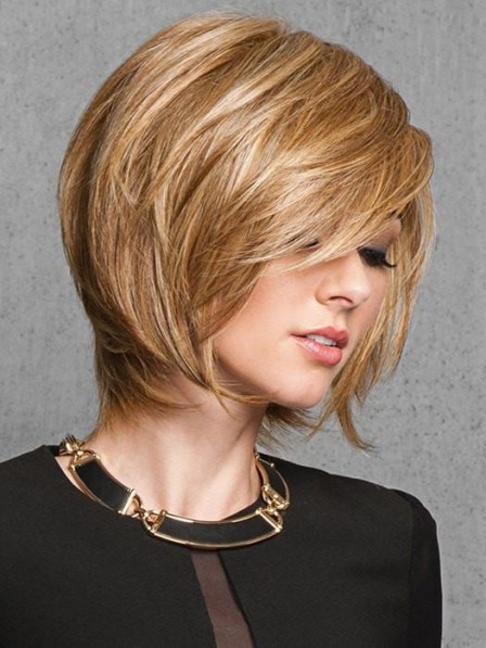 Layered Look Capless Chin Length Women Wigs Bob Styles