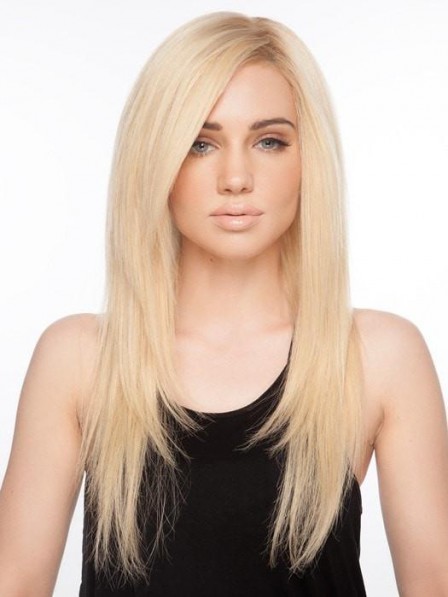 Elegant Long Blonde Remy Human Hair Lace Front Wig