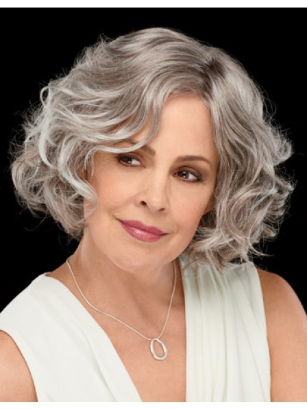 Medium Wavy Bob Style Hair Wig For Older Lady