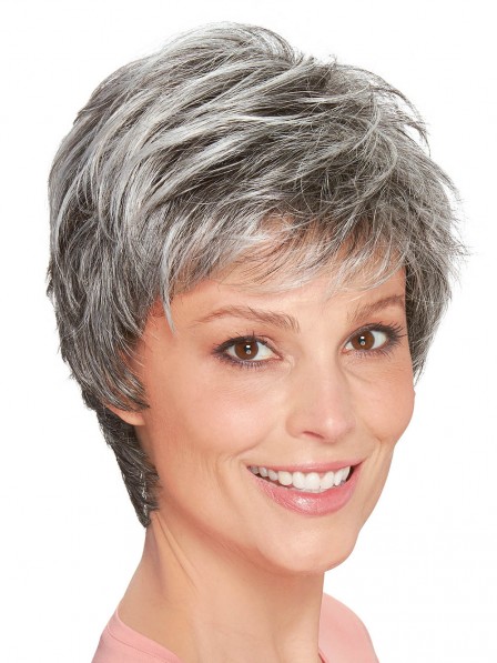 Mono Top Hand Tied Lace Front Synthetic Wigs For Old Ladies