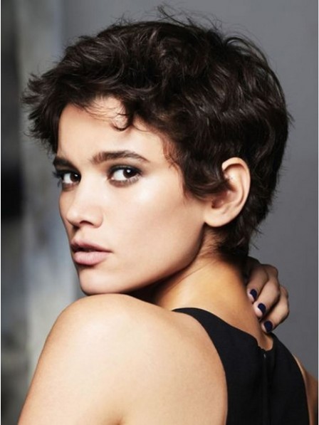 Natural Look Lace Front Pixie Cut Curly 100% Human Hair Wigs
