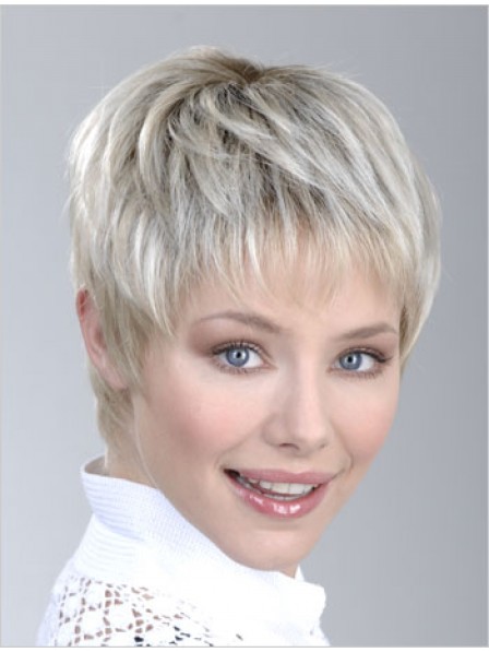 Capless Grey Straight Synthetic Hair Petite Wigs