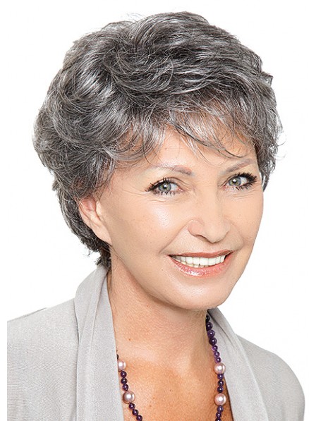 Grey Short Wavy Synthetic Wigs