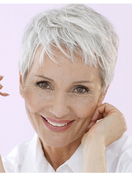 Older Ladies Pixie Cut Grey Hair Wig