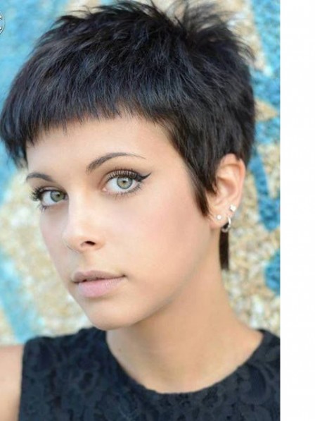 Pixie Cut Black 100% Human Hair Lace Front Wigs