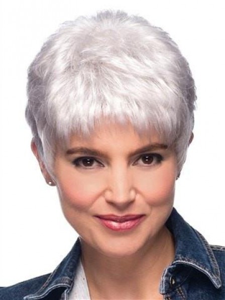 Trendy Straight Pixie Silver Grey Hair Wig