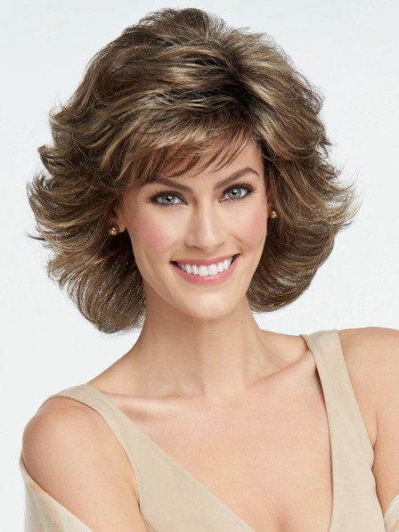 Short Textured Layers Synthetic Wavy Wig