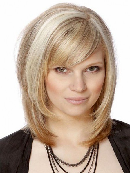 Shoulder Length Synthetic Blonde Bob Wigs Lace Front