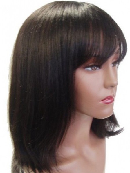 High Quality 100% Human Hair Capless Straight With Full Bangs