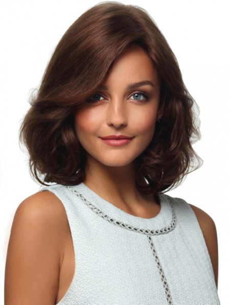 Good Quality Human Hair Lace Front Medium Length Wavy Bob Wigs