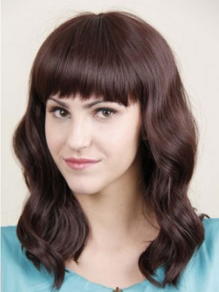 Elegant Long Wavy Human Hair Lace Front Women Wig Fast Ship