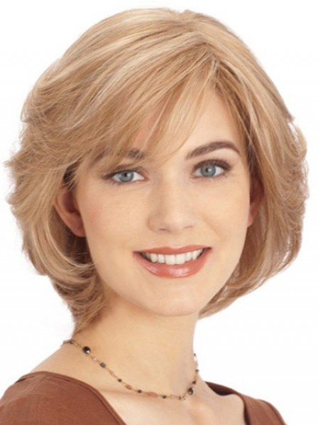 Nice Chin Length Straight Blonde Human Hair Lace Front Wigs