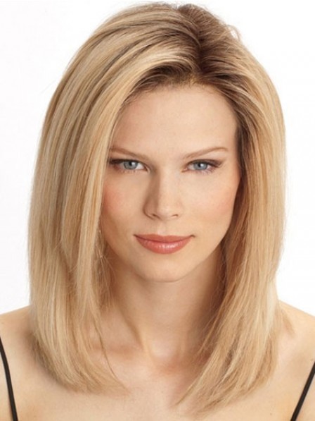 Human Hair Shoulder Length Straight Lace Front Natural Wig