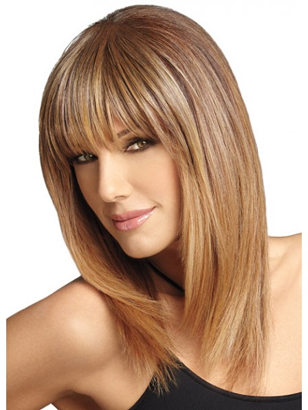 New Ladies Capless Long Straight Human Hair Wig Natural Looking