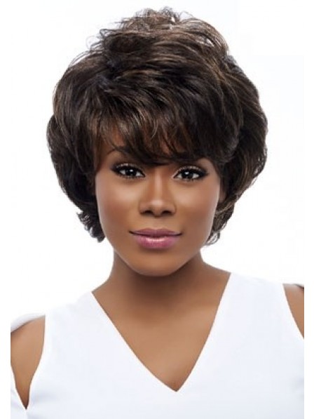 New Design Short Wavy Ladies African American Wig With Bangs