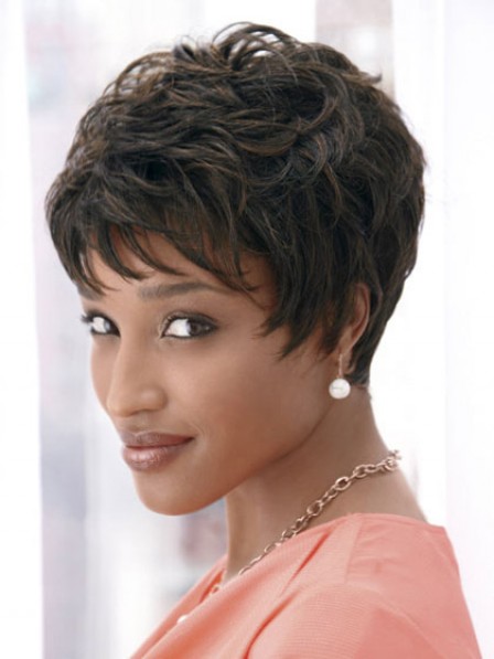 Modern Short Wavy African AmericanWig With Bangs 2019