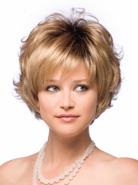 Best Women's Wavy Short Synthetic Wig With Bangs Online Sale