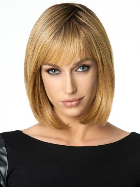 New Bob Style Synthetic Capless Bob Hair Blonde Wig With Bangs