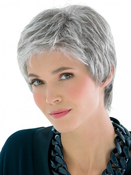 Health Design Synthetic Grey Pixie Cut Hair Salt and Pepper Petite Wigs