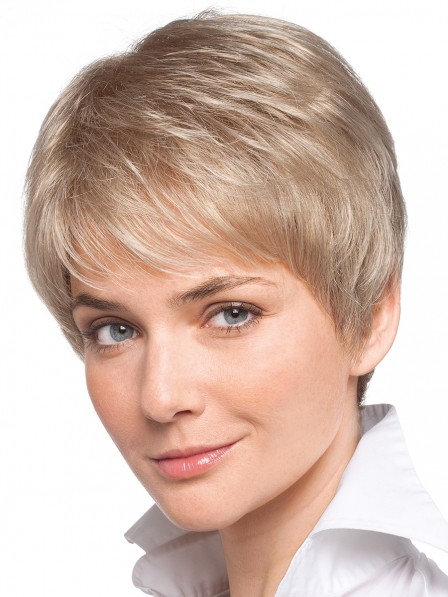 Ladies Cropped Straight Human Hair Wig for White Women