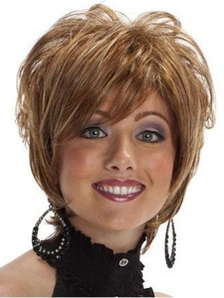 Elegant Short Synthetic Hair Wavy Wig For Women With Bangs