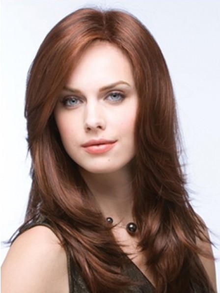 Long Layered Lace Front Straight Synthetic Hair Wig Mono Top
