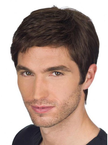 Mens Lace Front Mono Top Straight Human Hair Wigs