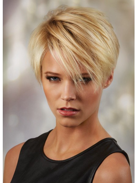 Discounted Synthetic Hair Straight Cropped Blonde Wigs for Women