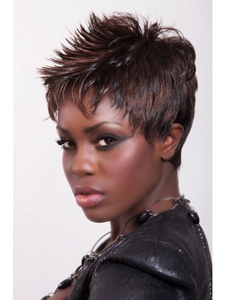 Modern Straight Capless Synthetic Wigs Pixie Cut