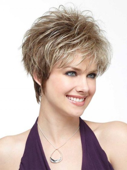 Modern Short Fluffy Straight Synthetic Wig With Bangs