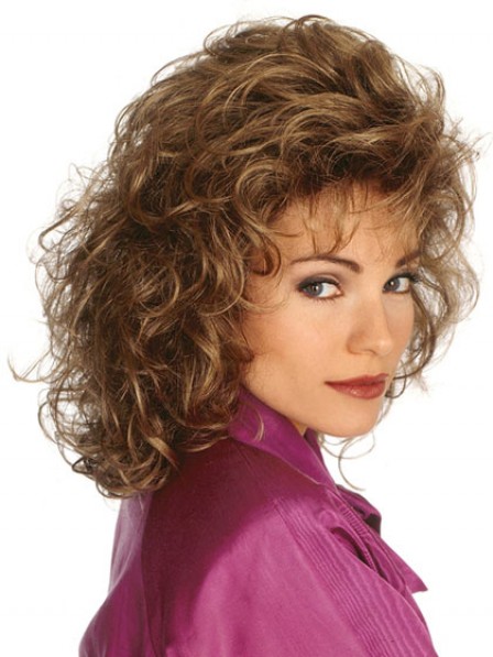 Shoulder Length Curly Women Wig With Bangs Fast Ship