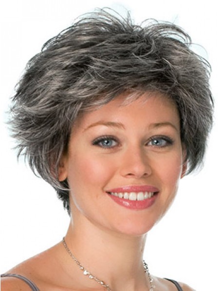 Grey Short Wavy Synthetic Hair Wig