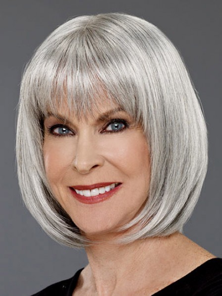 Grey Bob Straight Hair Wig For Women Over 40